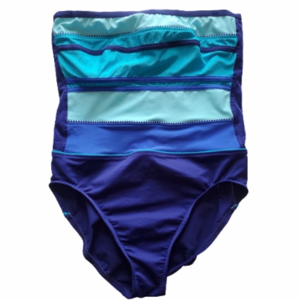 Miraclesuit Blue Multi-Stripe One Piece Swimsuit 12